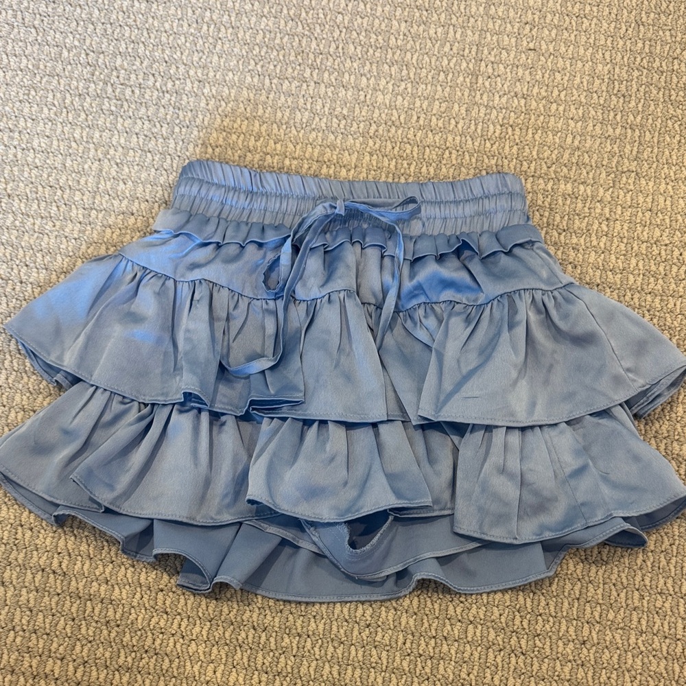 Charming Blue Ruffled Kids Skirt